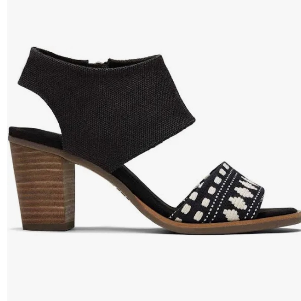 Toms Marjorca Cutout Black Yarn Dye/ Global Woven sandals